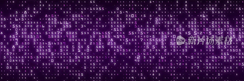 数字背景紫色矩阵。编码或黑客概念。抽象的数据概念。3 d渲染。